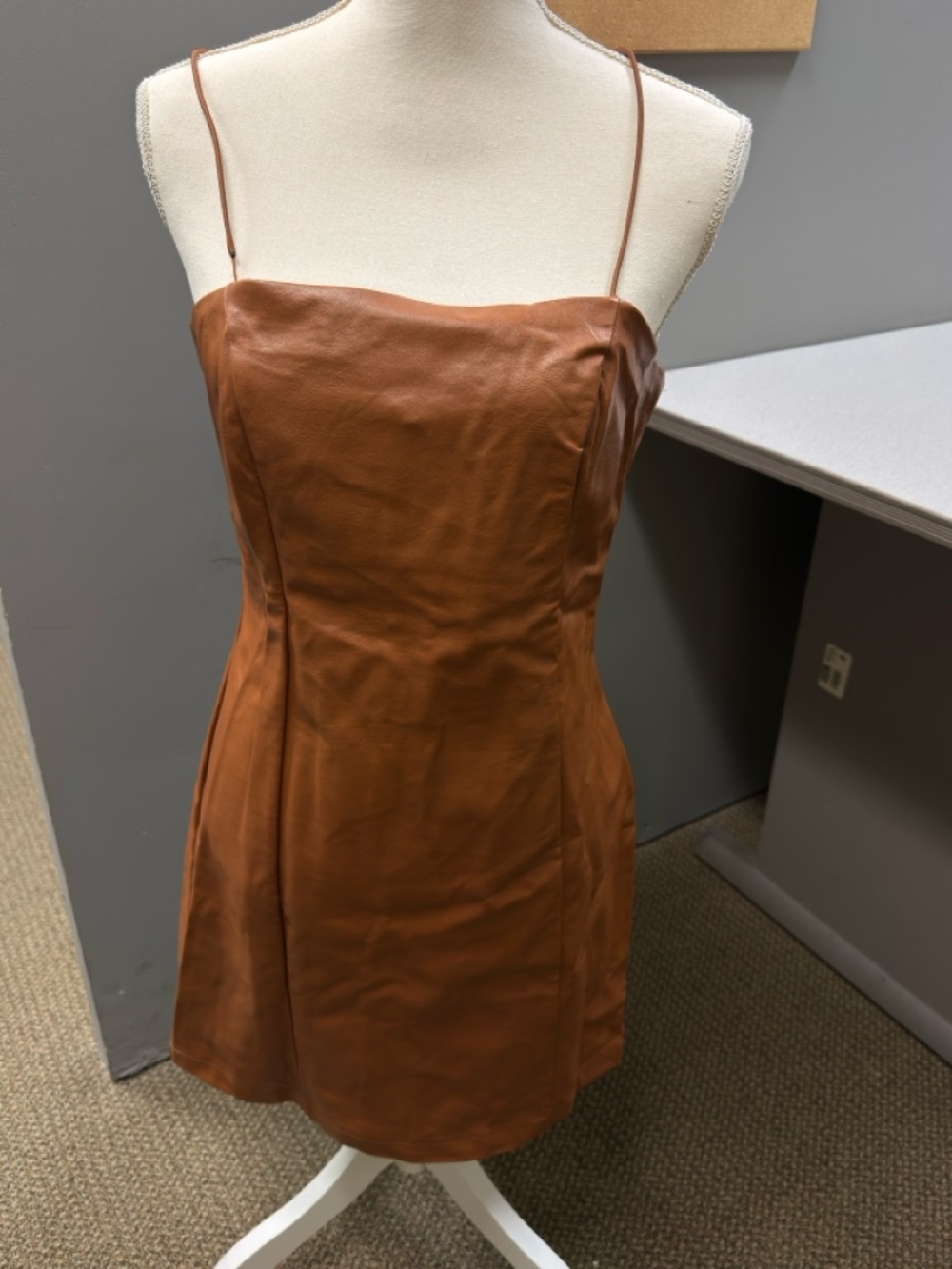 wild fable Cognac Brown faux Leather Mini‎ Slip Dress